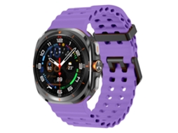 Pulseira Marine Para Samsung Galaxy Watch Ultra 2/1 47mm (2026/2025/2024), Silicone, Desportiva Roxo Hexinyigjly