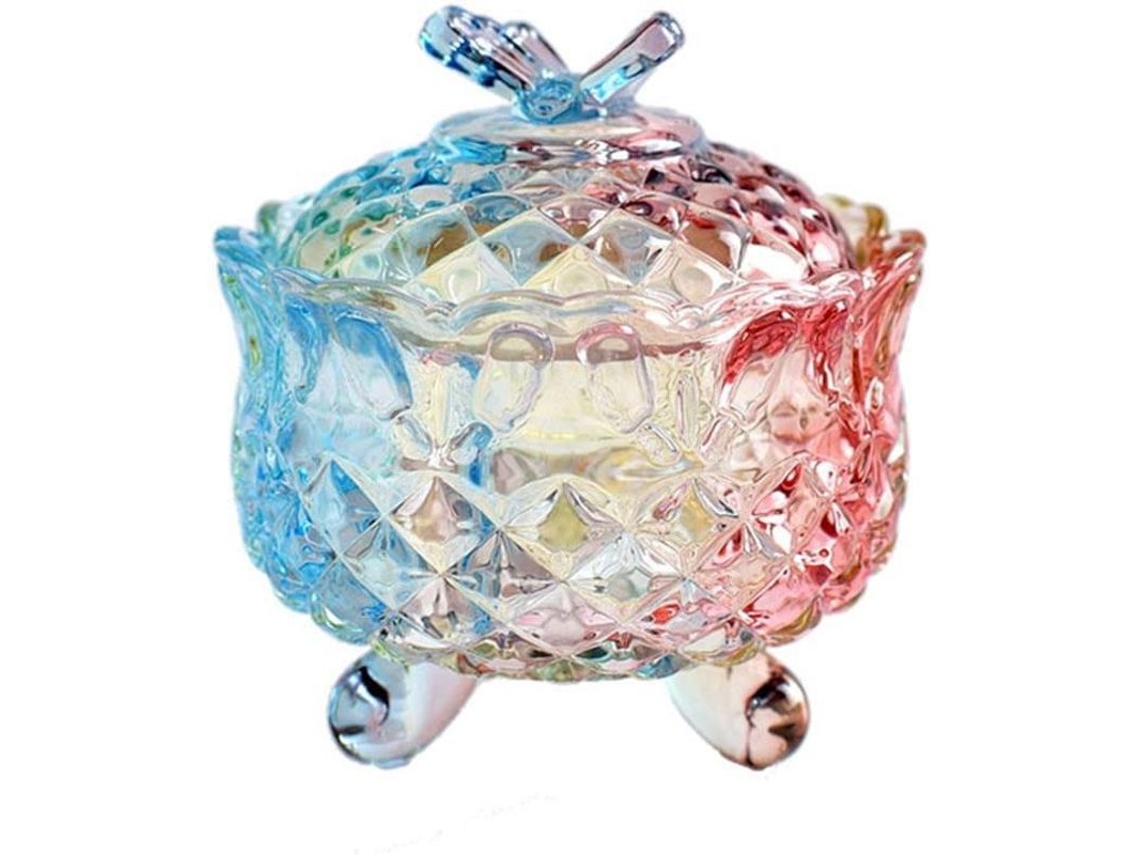 Caixa de Cristal Nova Line com Tampa e Pé para Doces e Bijuterias 300ml Vidro Ecológico