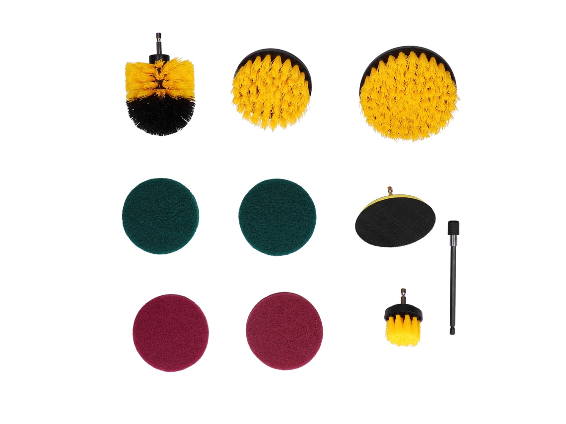 Conjunto de escovas de limpeza para furadeira elétrica, adequado para diversos cenários, com acessórios completos.