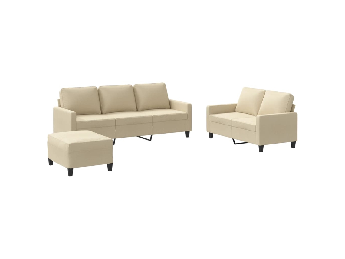 Sofa Set, Sofa Sets Vidaxl Creme Tecido (n/a)