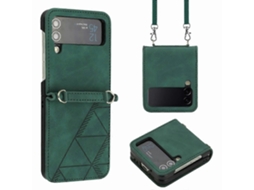 Capa De Couro Com Relevo 3d Para Samsung Galaxy Z Flip3 5g Crossbody