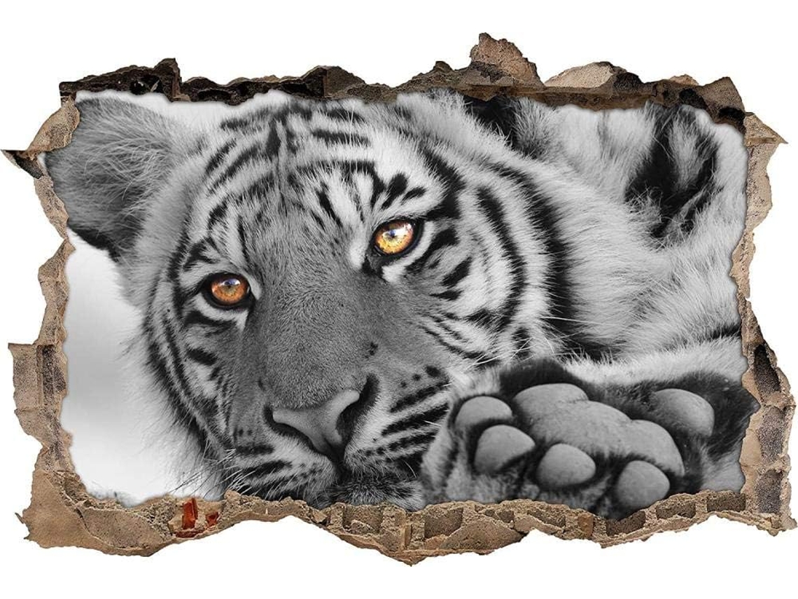 Adesivos de Parede Adesivo Tigre Relaxado Adesivo Mural Para Salão De Beleza Quarto Cozinha Escritório Adulto Criança 50x70cm