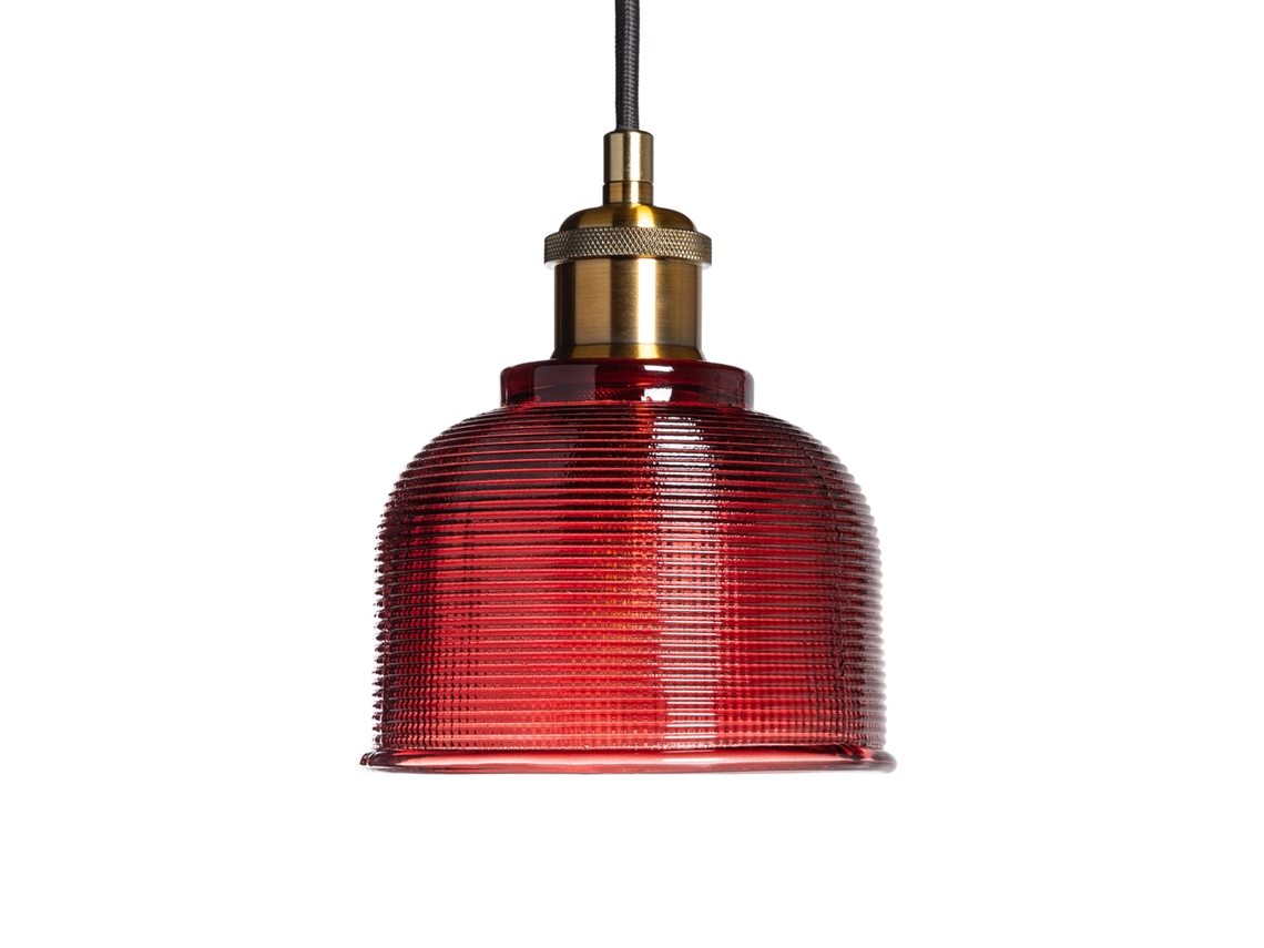 Candeeiro Suspenso Metal e Vridro Craiova Vermelho LEDKIA