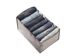 Caixa De Armazenamento De Malha Portátil, Divisor De Gaveta Dobrável Multiuso Para Jeans, 7 Células, Cinza Olysi Shop