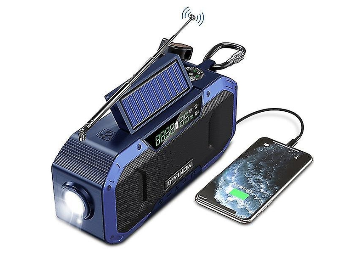 Caixa De Som Portátil Multifuncional Bluetooth 2022, Rádio Am/fm Com Manivela Solar, Lanterna Led E Banco De Energia De 5000 Mah Com Sos Olysi Shop