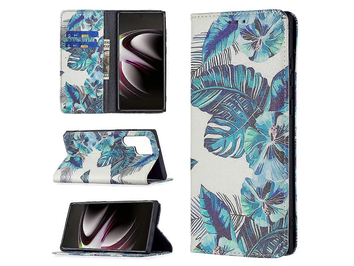 Capa De Couro Flip Horizontal Magnética Invisível Com Padrão De Desenho Colorido Para Samsung Galaxy S22 Ultra 5g Com Suporte, Compartimentos Para Car