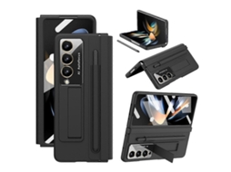 Capa De Celular Em Pu + Pc Com Cobertura Total E Compartimentos Para Caneta Para Samsung Galaxy Z Fold4.