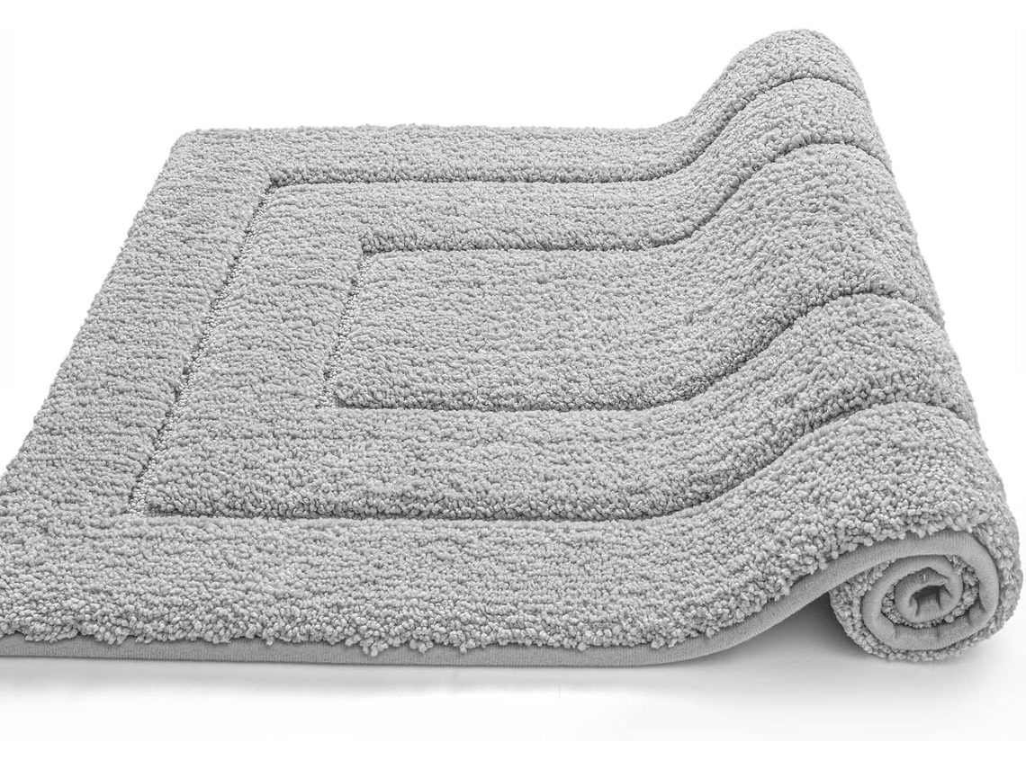 Tapete De Banho Extra Espesso Em Microfibra 50x80cm Cinzento Claro