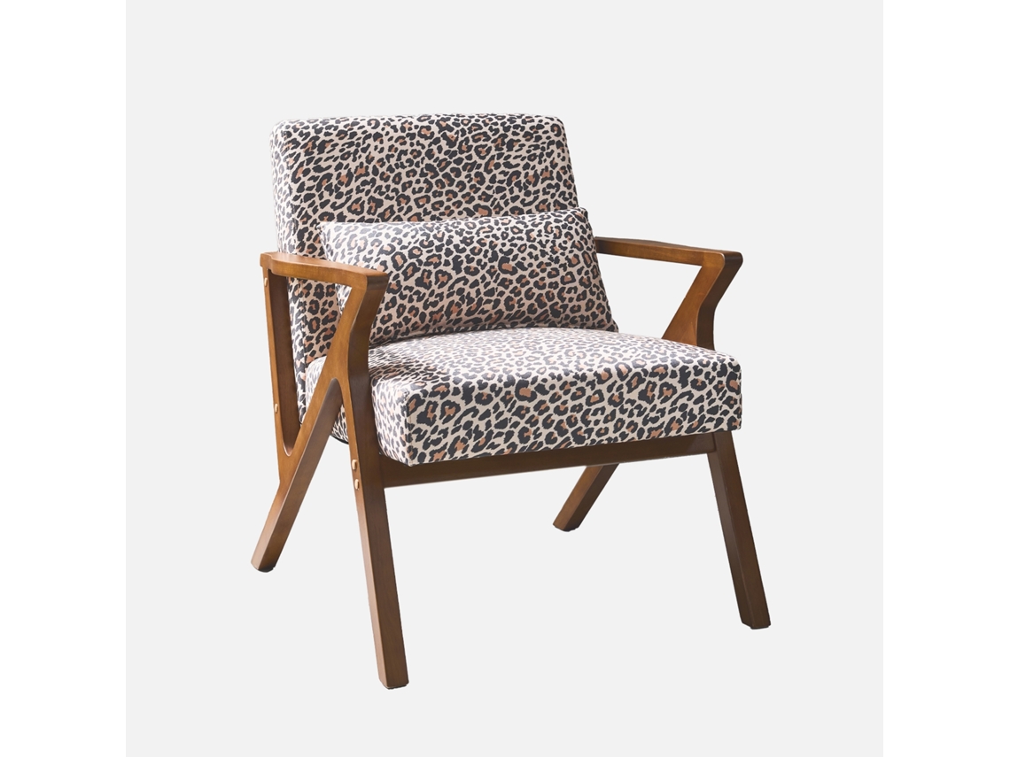 Cadeirão Escandinavo em Madeira de Hevea e Estampado de Leopardo Leopardo SWEEEK