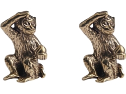 Lote De 2 Mini Estátuas De Bronze - Acessórios De Paisagem - Mesa De Chá,