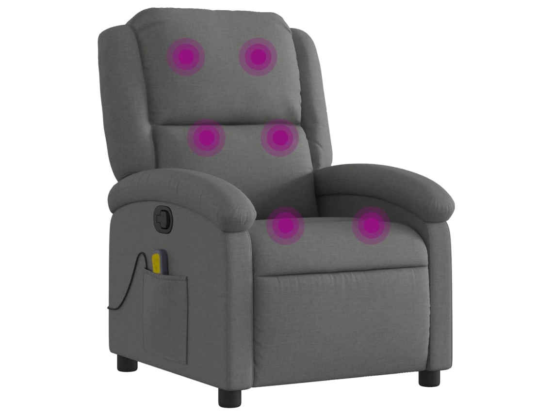 Poltrona De Massagens Reclinável Tecido Vidaxl Cinzento-escuro