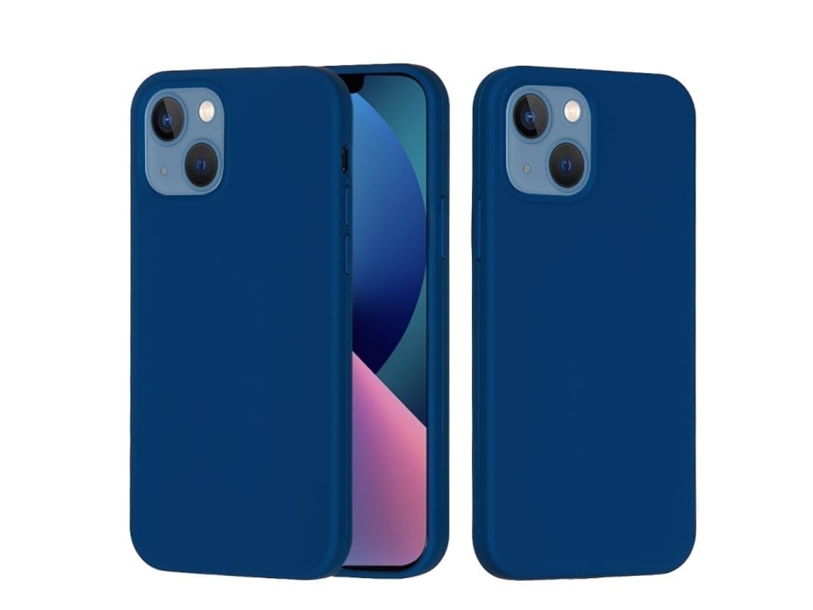 Capa De Silicone Para Iphone 14 - Cor Sólida, Proteção Fina E Antiaderente - Azul Cobalto