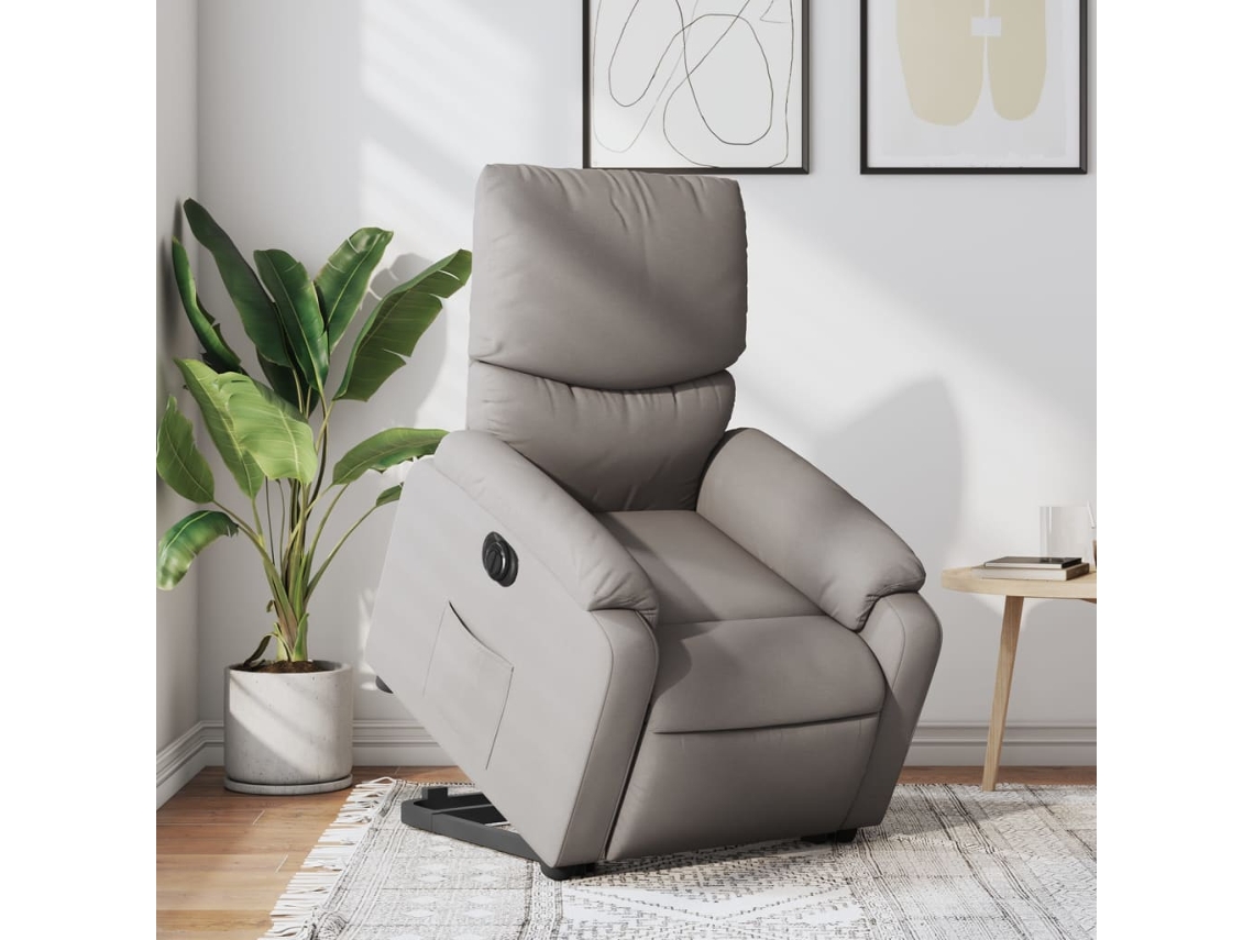 Vidaxl Poltrona Reclinável Elevatória Elétrica Cinza-acastanhado