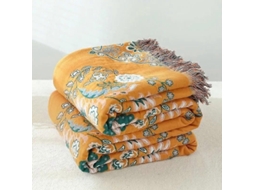 Manta De Linho 100% Algodão Estilo Japonês Floral Anti-pilling Portátil Para Picnic Viagem Lar Hotel Tamanhos Vários Amarelo