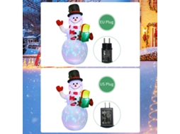 Boneco de Neve Inflável de Natal 1,5m com Luzes Led Rotativas S/MARCA