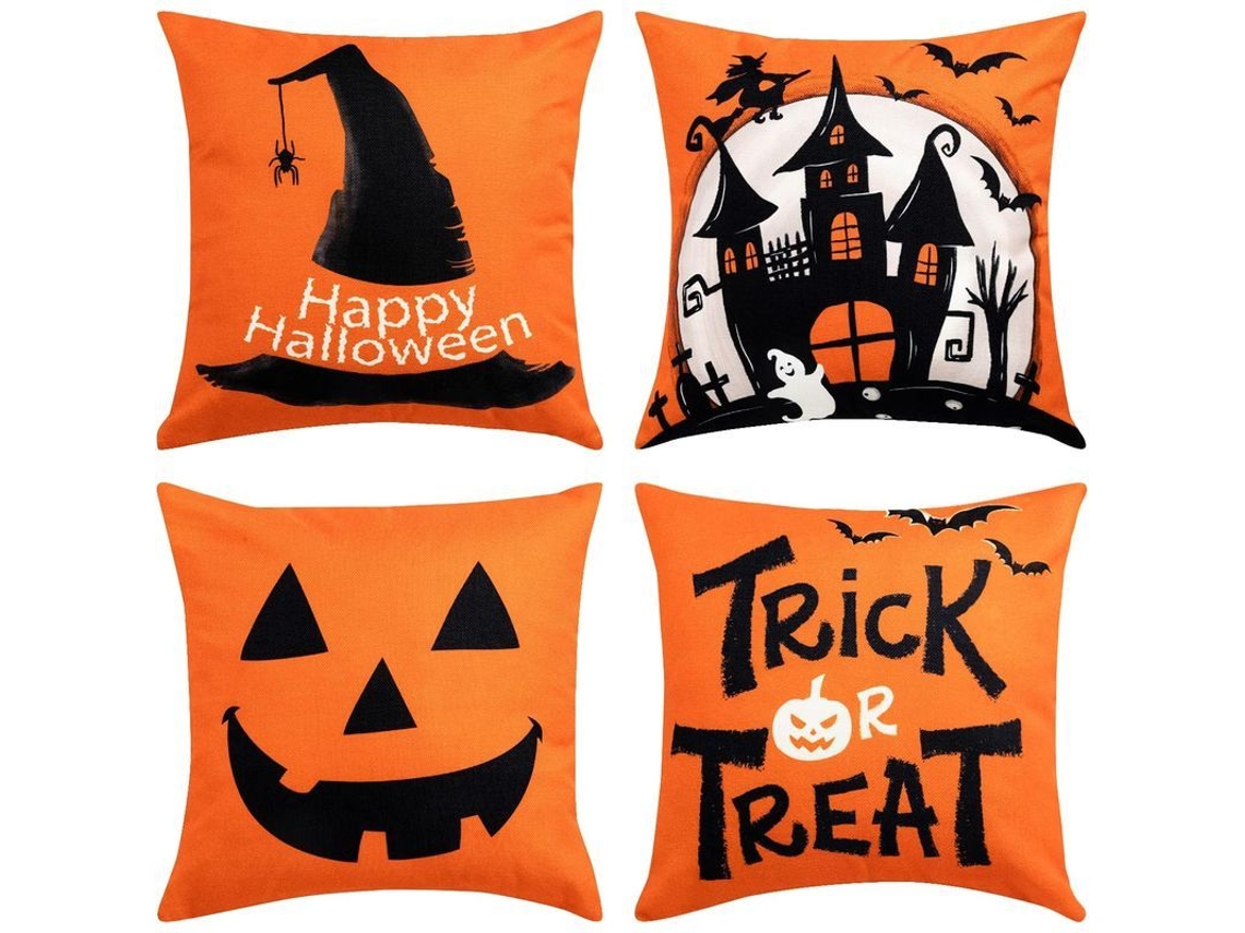 2026-set De 4 Fundas De Almofada Para Decoración De Halloween, Interior Y Exterior, 45x45cm, Diseños Clásicos
