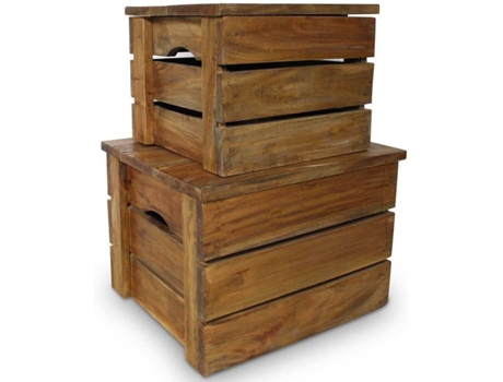 Conjunto de 2 caixas  arrumação Madeira reciclada maciça