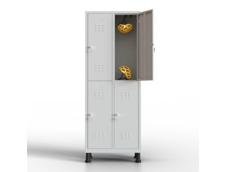 Cacifo Metálico com 4 Portas 180X65X40 Cm para a Sua Oficina Ou Escritório Cacifo Metálico com Fechadura Cinzento TWINTHINK