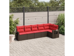 Conjunto de Sofá de Jardim com 11 Peças e Almofadões em Vime Cinzento VIDAXL