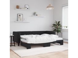 Vidaxl Sofá-cama Com Gavetão E Colchões 80x200 Cm Veludo Preto