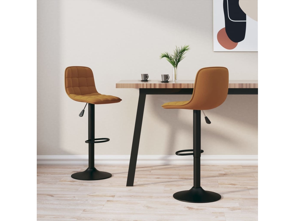 Vidaxl Bancos De Bar 2 Pcs Veludo Castanho