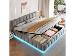 Cama Estofada Veludo Cinza 180x200 Cm