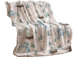 Manta de Natal Syjym com Papai Noel Estampa Digital Flocos Neve Ideal para Lazer, Macio, Quente, Ideal para Qu