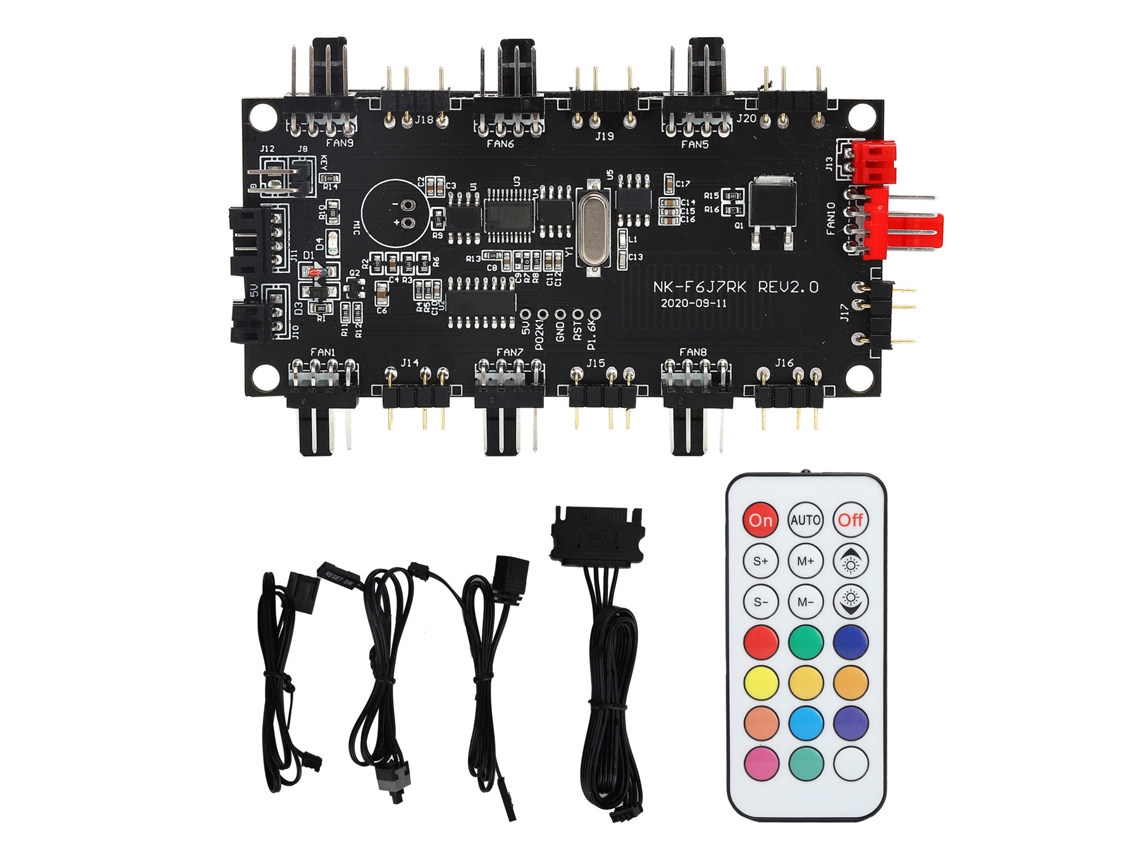 Controlador De Luzes Led Splitter Argb Fonte De Alimentação Hub De Ventilador Controle Remoto Sem Fio