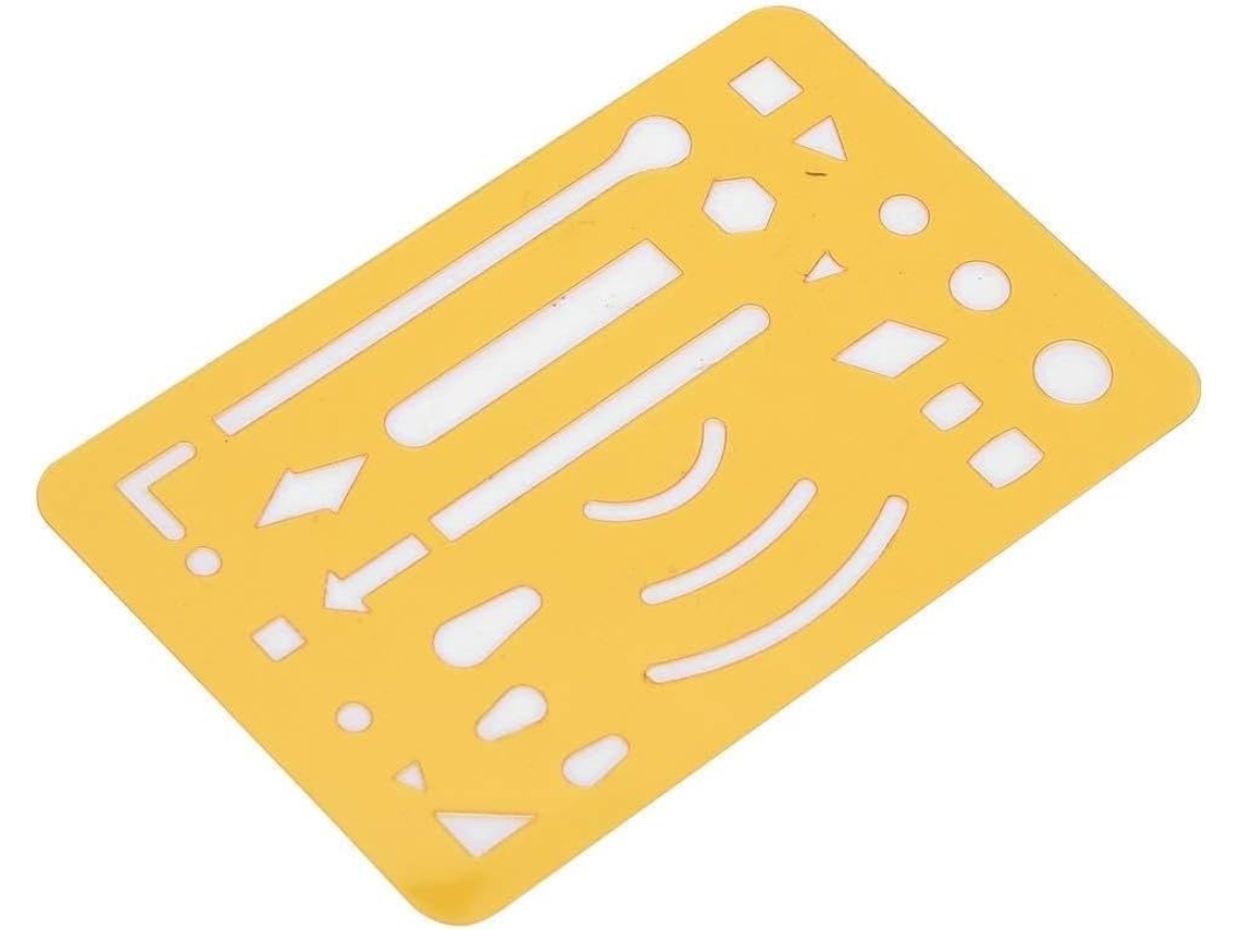 Conjunto de 10 réguas multiuso pretas para design técnico com 27 marcações em quatro, em aço inoxidável ultrafino, para correções.