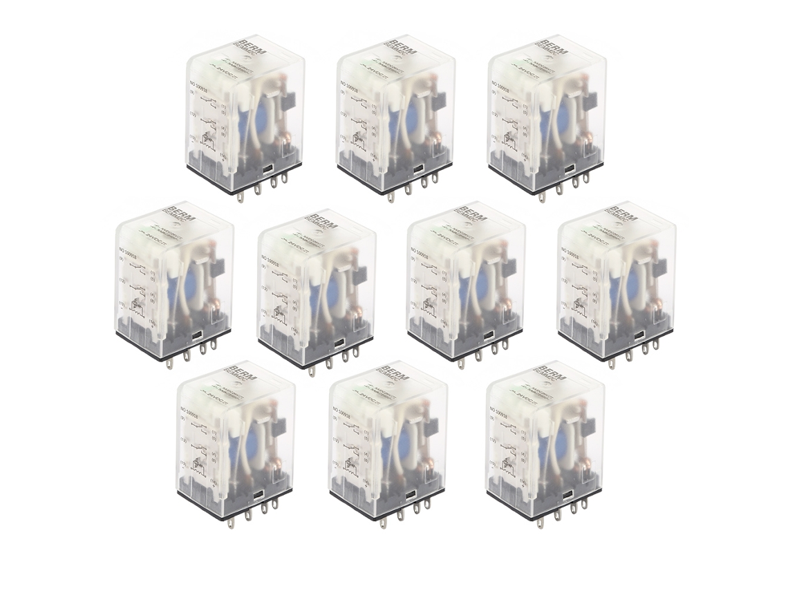 Conjunto de 10 Peças Relé Bemm2c 5a 8 Pinos Intermediário Eletromagnético
