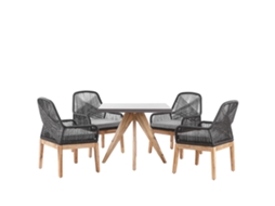 Conjunto De Refeição De Jardim Com Cadeiras Beliani Olbia De Cimento Com Fibra Preto 90x90x76