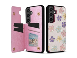 Capa Para Samsung Galaxy S25 Fe Em Couro Tpu Com Estampa Floral E Compartimentos Para Cartão
