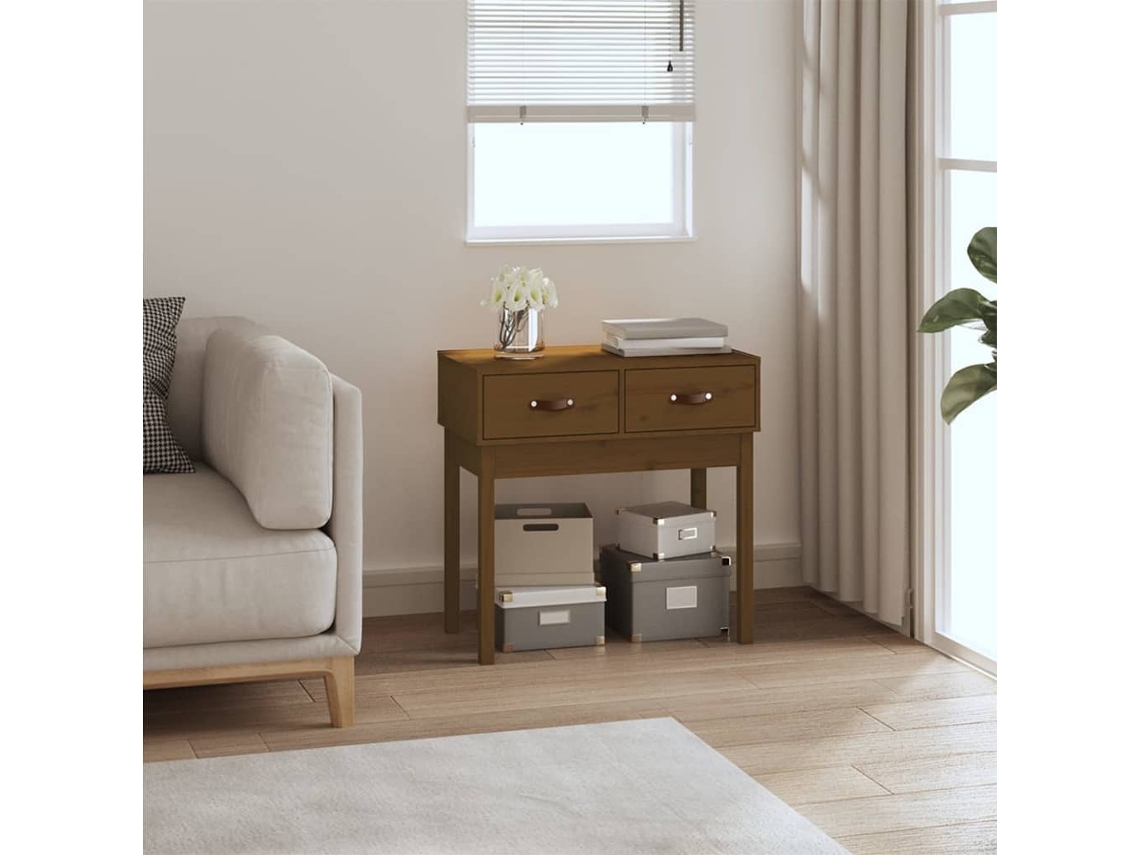 Vidaxl Mesa Consola 76,5x40x75 Cm Madeira De Pinho Maciça Castanho Mel
