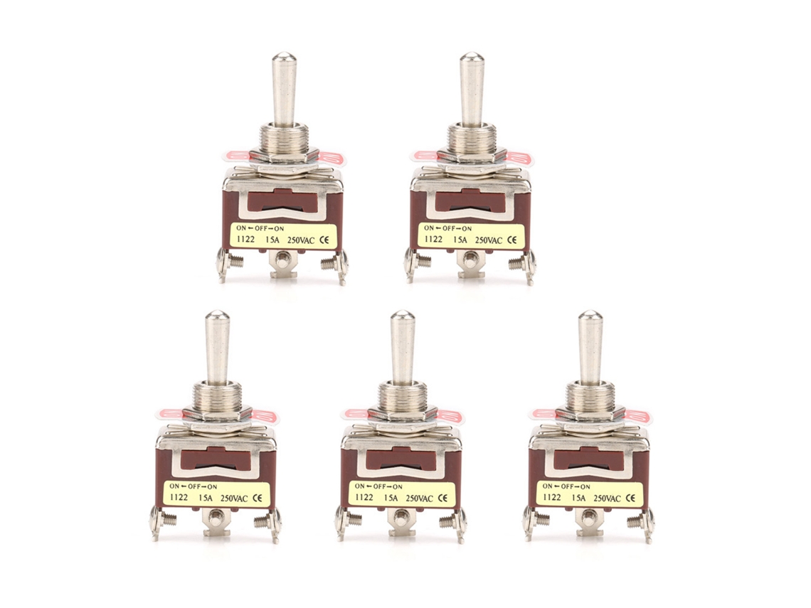 YURU 5pcs interruptor toggle 3 posições on off on 3 pinos 12mm 15a 250vac para indústrias automobilísticas eletrodomésticos