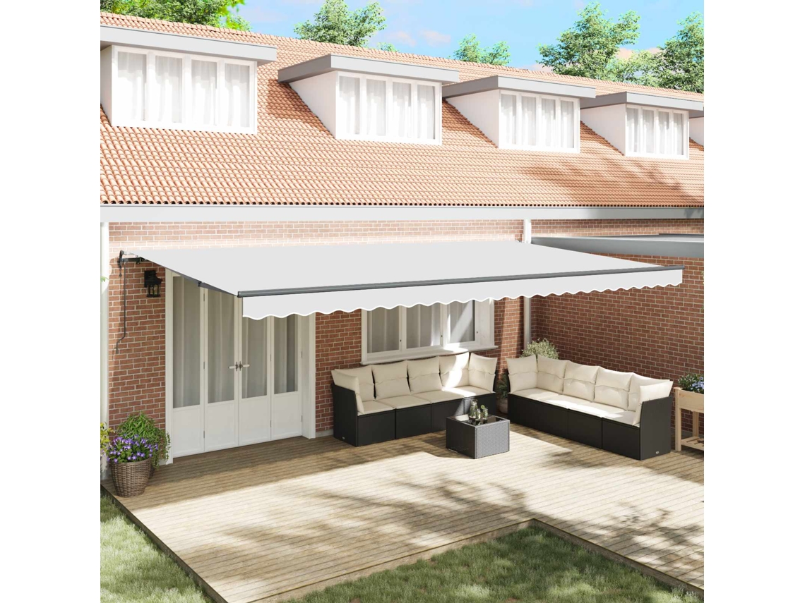 Vidaxl Toldo Retrátil Branco 600 × 300 Cm Tecido E Alumínio