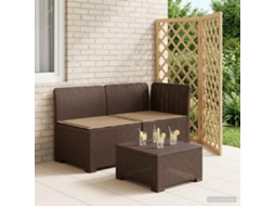 Vidaxl Sofá De Jardim 2 Lugares Com Almofadas Look Rattan Pp Castanho