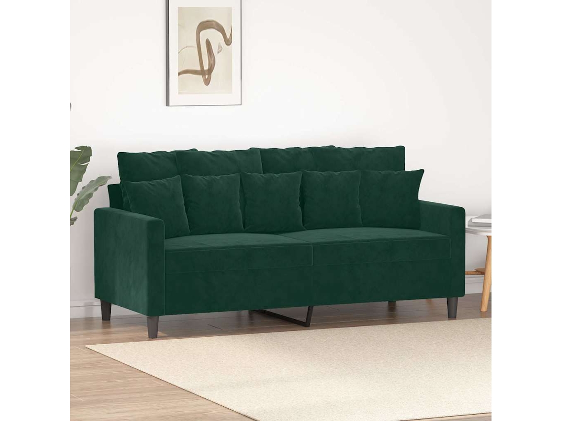 Vidaxl Sofá De 2 Lugares 140 Cm Veludo Verde-escuro