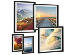Composição De Quadros Na Parede Gargantas Do Deserto, Balão Moldura Preta Pinturas De Quarto Espelharte (conjunto De 5 Imagens)