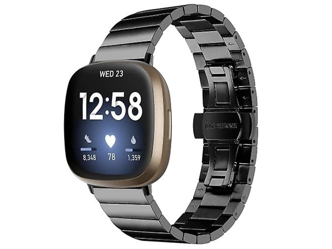 Pulseira De Relógio Lurelia Para Fitbit Versa 4 / Sense 2 Universal Borboleta Fivela Metal Preto