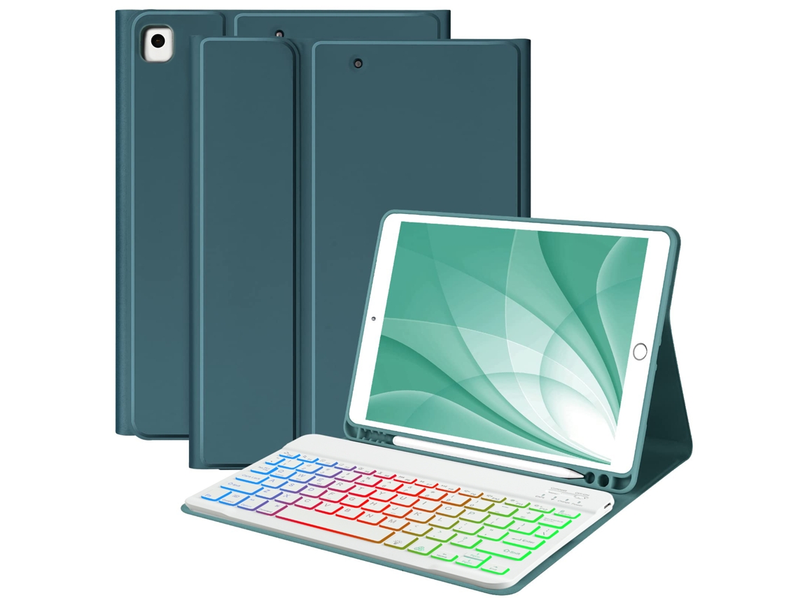 Capa Com Teclado Bluetooth Compatível Com Ipad 5/6 Geração (9,7 Polegadas), Retroiluminada, Magnética