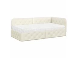 Estrutura de Cama de Canto com Colchão Creme e Veludo 90x190 cm MAISON EXCLUSIVE