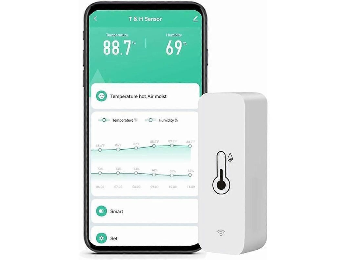 Sensor De Temperatura E Umidade Wi-fi Para Ambientes Internos, Termômetro E Higrômetro Inteligente Para Alertas Remotos, Monitoramento De Alta Pr