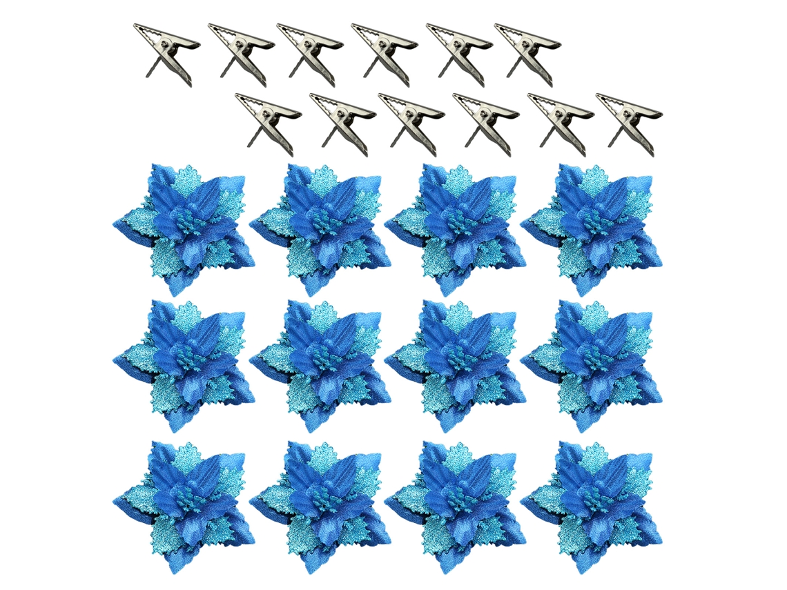 Laxiscreed Ramos De Poinsetta Vermelha Para Natal, 9cm, Pack De 12 Flores Com Clipes Decorativos