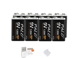 Bateria Recarregável Palo 9v, Capacidade De 1200mah, Carregamento Via Micro Usb,8pcs Oem