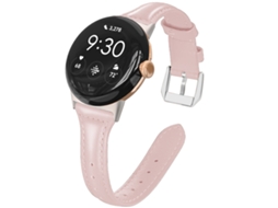 Pulseira para Google Pixel Watch 3/4, Couro Pu, 45mm (rosa)czhmart