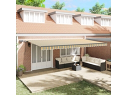 Vidaxl Toldo Retrátil Verde E Amarelo 600 × 300 Cm Tecido E Alumínio