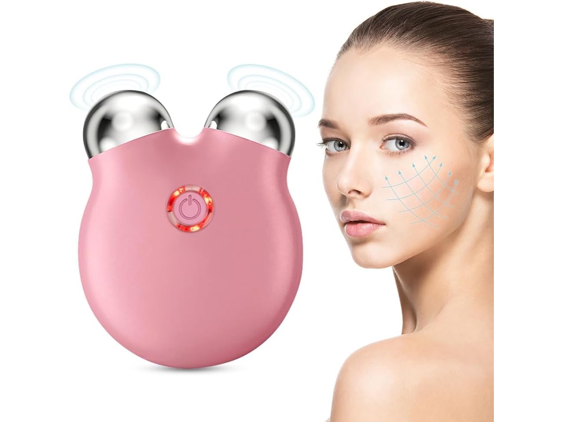 Microcorrente Rolo Para Lifting, Redução De Queixo Duplo E Rugas - Rosa