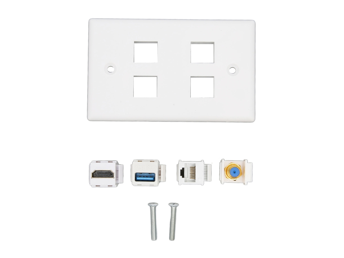 Aetheria placa de Parede 4 Portas com Hdmi, Usb3.0, Cat6 e Tipo F para Hdtv e Projetor