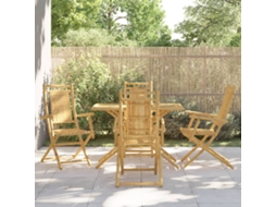 Vidaxl 5 Pcs Conjunto De Jantar Para Jardim Bambu