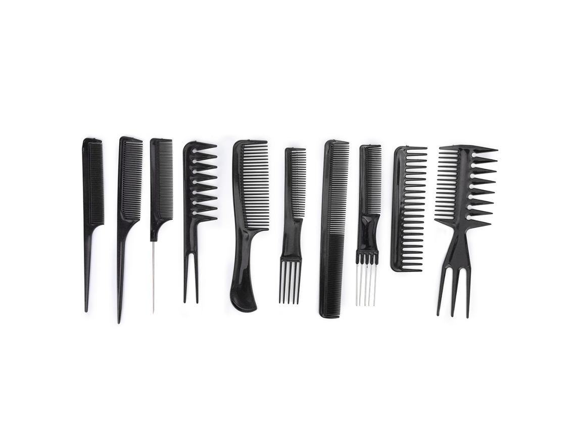 10 Peças Pente De Massagem Anti-estático Para Cabelo E Couro Cabeludo Ferramenta De Cabeleireiro Para Lar E Salão (preto)